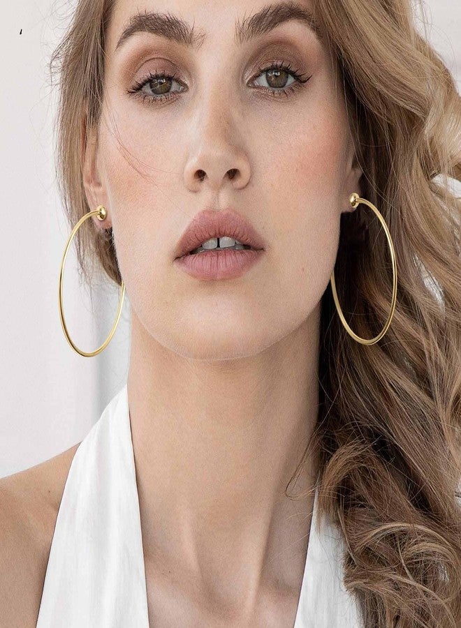 S SUSANN Large Gold Hoop Earrings for Women 14K Gold Plated Hypoallergenic Big Earrings Jewelry Gift for Women-50MM - Image 4